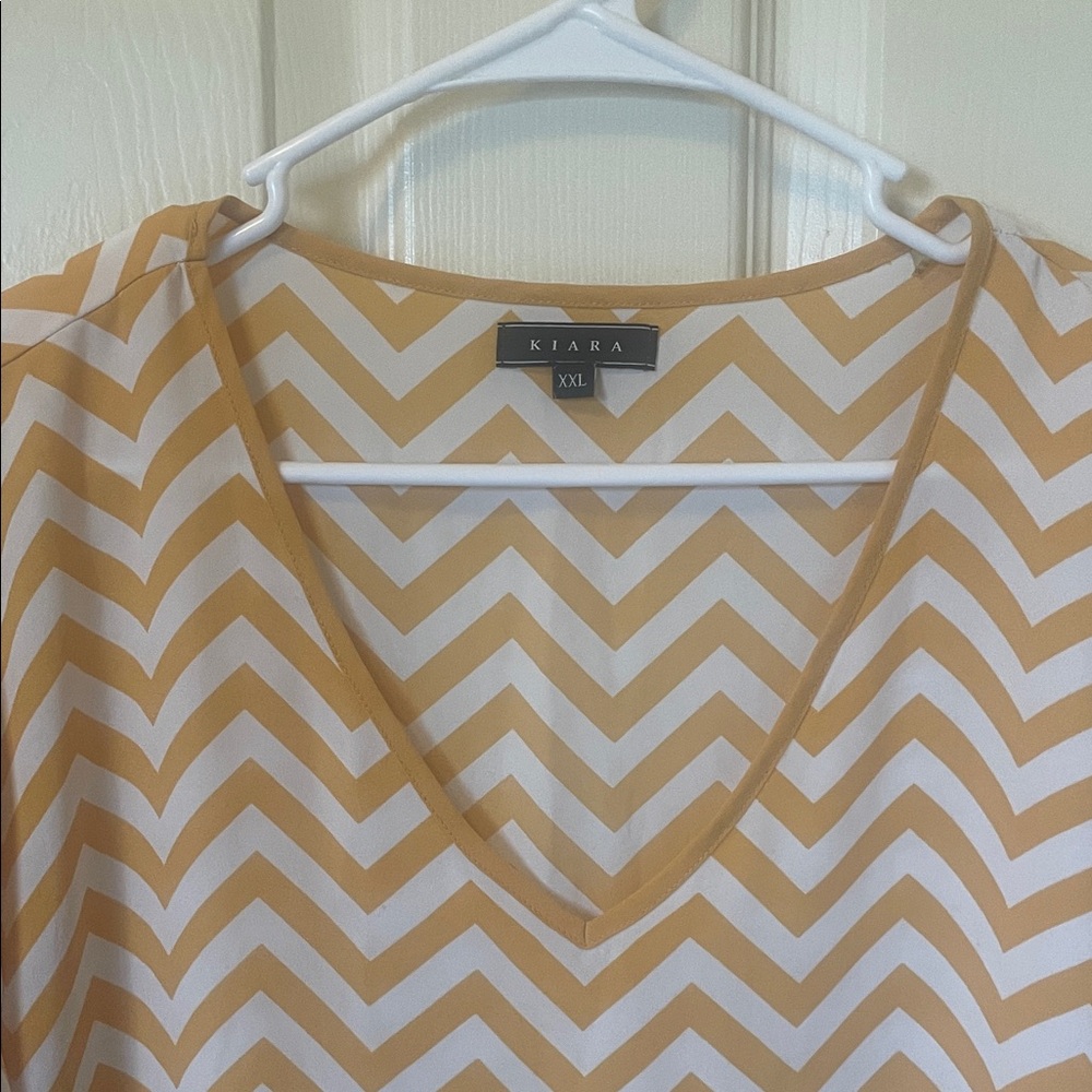 Kiara Women's Chevron Blouse - Yellow and White, just like brand New